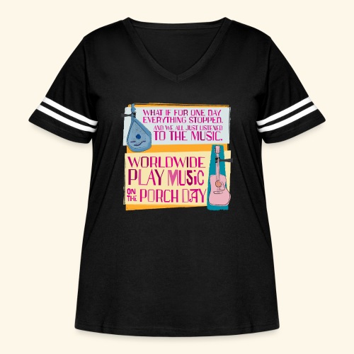 Play Music on the Porch Day 2023 - Women's Curvy V-Neck Football Tee