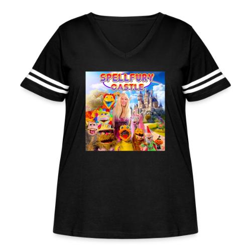 SPELLFURY CASTLE - Women's Curvy V-Neck Football Tee