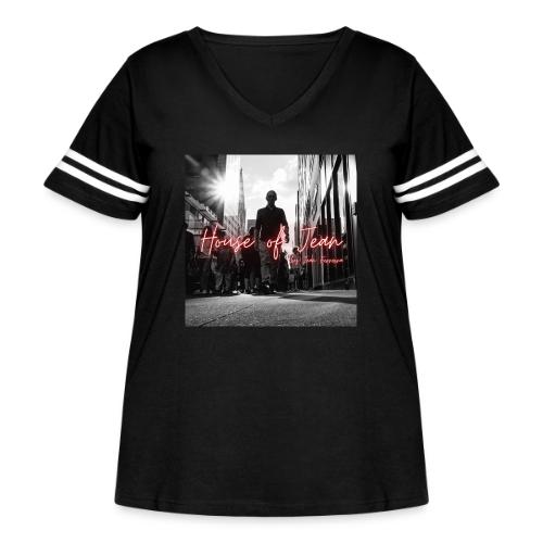 House of Jean - Women's Curvy V-Neck Football Tee