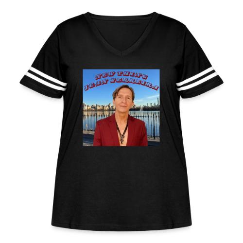 New Thing - Women's Curvy V-Neck Football Tee