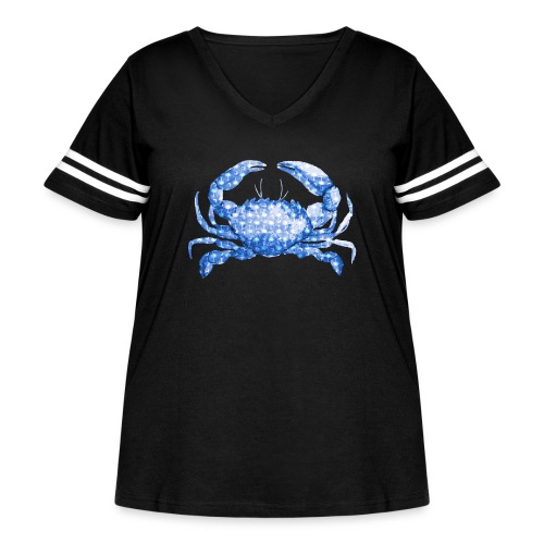 Coastal Living Blue Crab with South Carolina Flag - Women's Curvy Vintage Sports T-Shirt