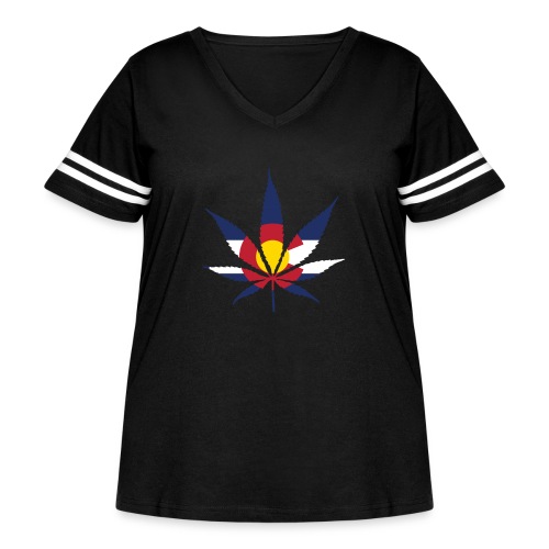 Colorado Pot Leaf Flag - Women's Curvy Vintage Sports T-Shirt