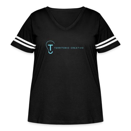 TC logo Blue - Women's Curvy V-Neck Football Tee