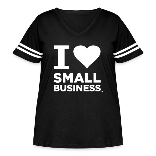 I Heart Small Business Logo (All White) - Women's Curvy Vintage Sports T-Shirt