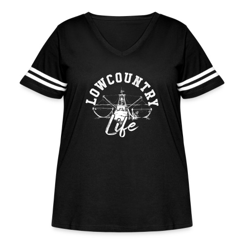 Shrimp Boat Lowcountry Life White - Women's Curvy Vintage Sports T-Shirt