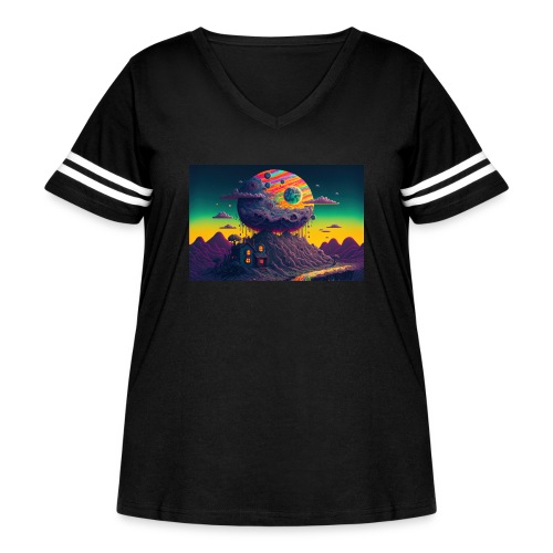 Imagination Mountain Land - Psychedelic Landscape - Women's Curvy Vintage Sports T-Shirt