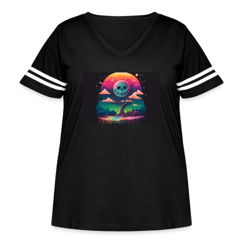 A Full Skull Moon Smiles Down On You - Psychedelic - Women's Curvy Vintage Sports T-Shirt