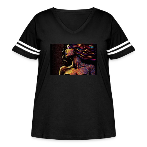 Dazzling Night - Colorful Abstract Portrait - Women's Curvy Vintage Sports T-Shirt