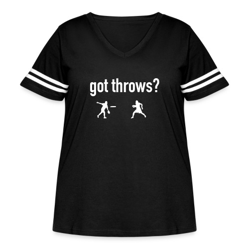 Ultimate Frisbee T-Shirt: Got Throws?- Dark - Women's Curvy V-Neck Football Tee