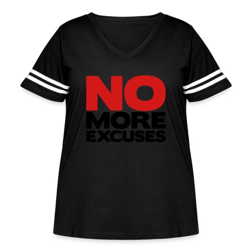 No More Excuses - Women's Curvy V-Neck Football Tee