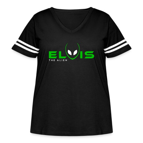 Elvis the Alien (black-logo) - Women's Curvy V-Neck Football Tee