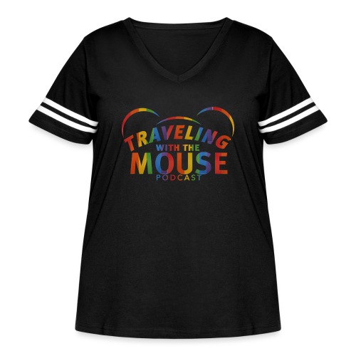 TravelingWithTheMouse logo transparent Rainbow Cr - Women's Curvy Vintage Sports T-Shirt
