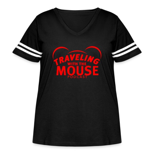 TravelingWithTheMouse logo transparent RED Cropped - Women's Curvy Vintage Sports T-Shirt