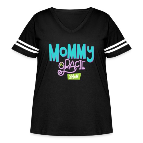 Mommy and Gracie Show Summer Styles - Women's Curvy V-Neck Football Tee