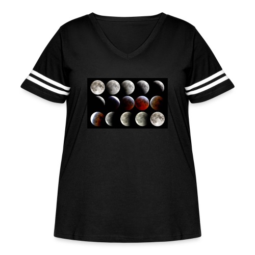 Lunar Eclipse Progression - Women's Curvy V-Neck Football Tee