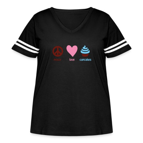 peacelovecupcakes pixel - Women's Curvy Vintage Sports T-Shirt