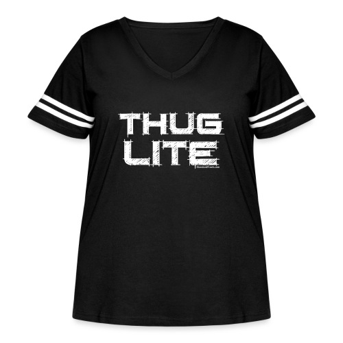Thug Lite WHT.png - Women's Curvy V-Neck Football Tee