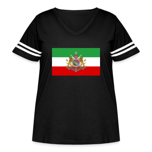 Iran Imperial Flag - Women's Curvy V-Neck Football Tee