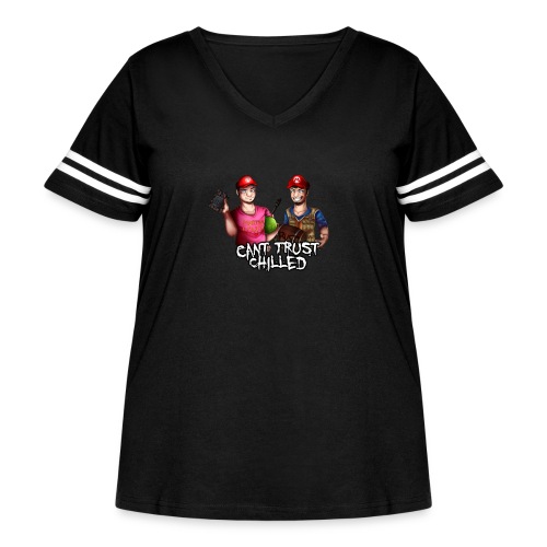 Can't Trust Chilled - Women's Curvy V-Neck Football Tee