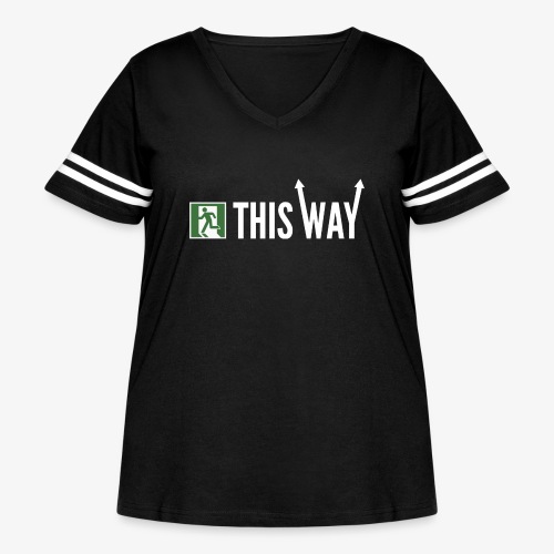 Please Exit This Way - Women's Curvy V-Neck Football Tee