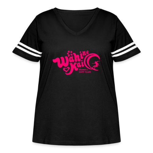 Wahine Kai Logo pink - Women's Curvy V-Neck Football Tee