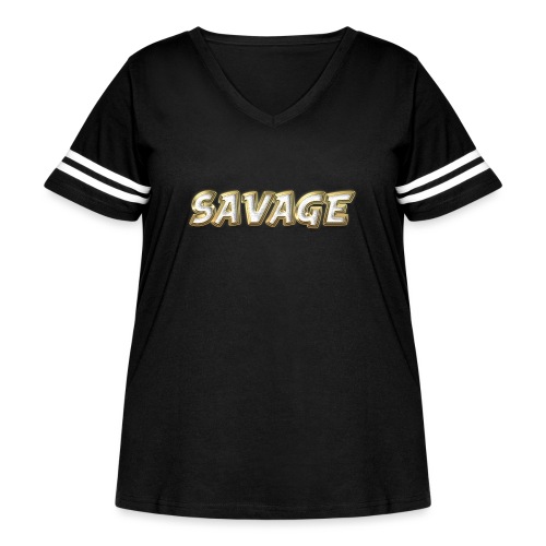 Savage Bling - Women's Curvy V-Neck Football Tee