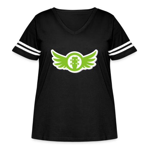 Ukulele Gives You Wings (Green) - Women's Curvy V-Neck Football Tee
