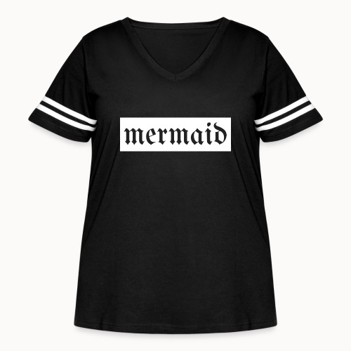 Gothic Mermaid Text White Background - Women's Curvy Vintage Sports T-Shirt
