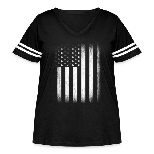 US Flag Distressed - Women's Curvy Vintage Sports T-Shirt
