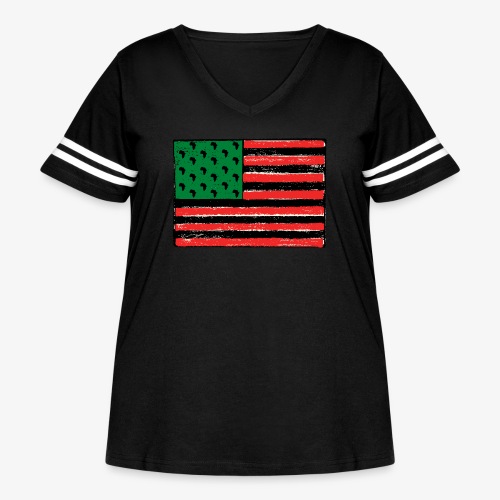Red Green Black Flag - Women's Curvy Vintage Sports T-Shirt