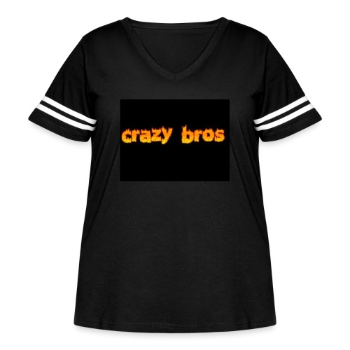 Crazy Bros logo - Women's Curvy V-Neck Football Tee