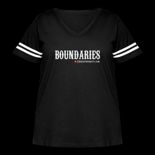 Boundaries Grey Type - Women's Curvy V-Neck Football Tee