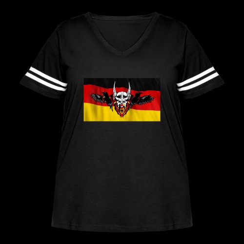 Soo Germany 2 - Women's Curvy V-Neck Football Tee