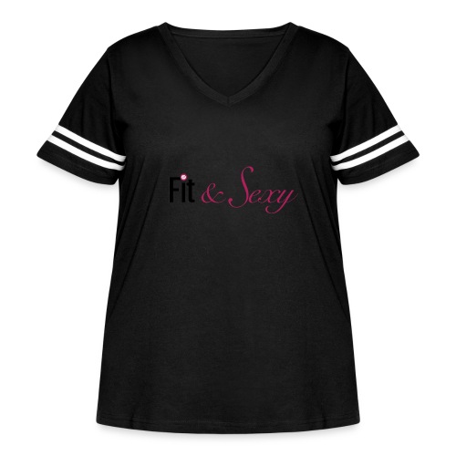 Fit And Sexy - Women's Curvy V-Neck Football Tee