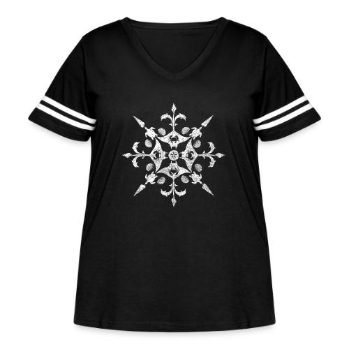 Coastal Christmas Snowflake White - Women's Curvy V-Neck Football Tee