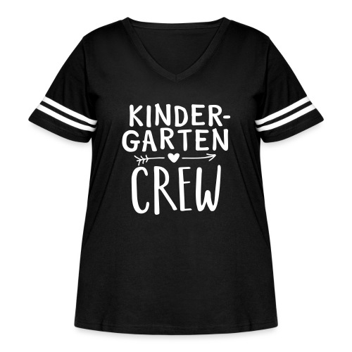 Kindergarten Crew Heart Arrow Teacher T-Shirts - Women's Curvy Vintage Sports T-Shirt