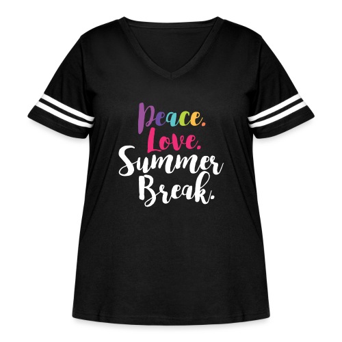 Peace Love Summer Break Teacher T-Shirts - Women's Curvy Vintage Sports T-Shirt