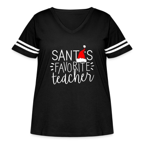 Santa's Favorite Teacher Christmas Teacher T-Shirt - Women's Curvy Vintage Sports T-Shirt