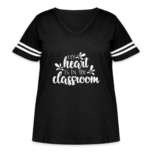 My Heart Is In the Classroom Teacher T-Shirt - Women's Curvy Vintage Sports T-Shirt