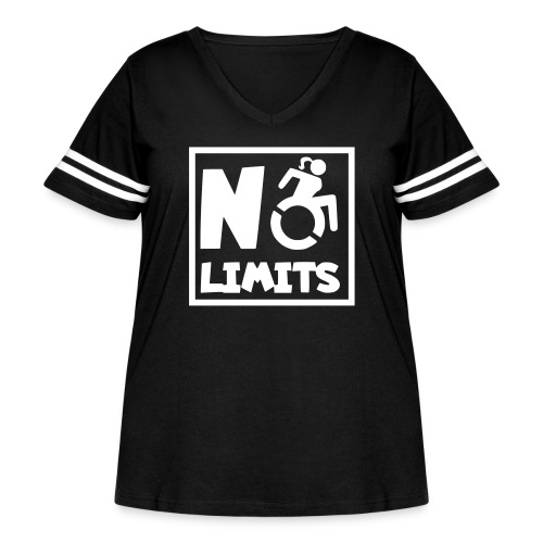 No limits for this female wheelchair user - Women's Curvy Vintage Sports T-Shirt