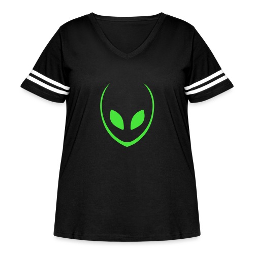 Green Alien V Logo - Women's Curvy V-Neck Football Tee
