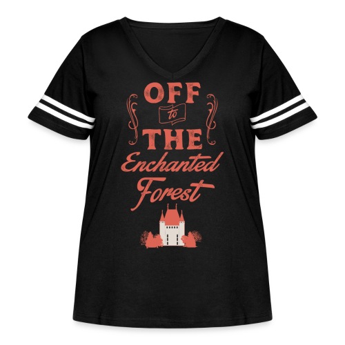 ENCHANTED FOREST RED RESI - Women's Curvy V-Neck Football Tee