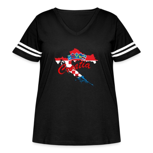 Croatia Football Team Colours T-Shirt Treasure Des - Women's Curvy Vintage Sports T-Shirt