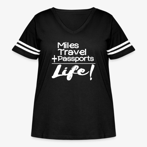 Travel Is Life - Women's Curvy V-Neck Football Tee