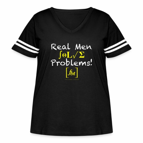 Real Men Solve Problems! [fbt] - Women's Curvy V-Neck Football Tee