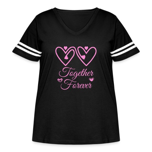 Together forever - Women's Curvy V-Neck Football Tee