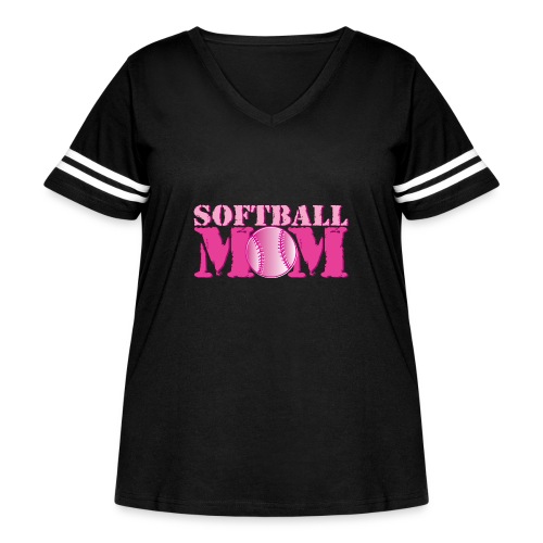 Softball Mom pink - Women's Curvy V-Neck Football Tee