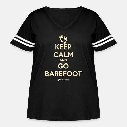Keep Calm and Go Barefoot - Women's Curvy V-Neck Football Tee