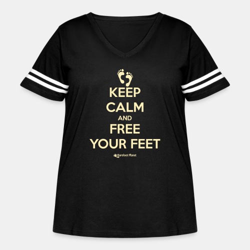 Keep Calm and Free Your Feet - Women's Curvy V-Neck Football Tee