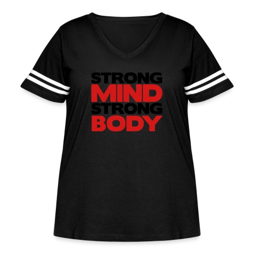 Strong Mind Strong Body - Women's Curvy V-Neck Football Tee